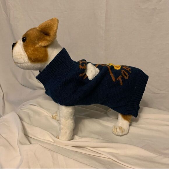 Let’s Get Toasted Blue Dog Sweater Sz L - Picture 1 of 5